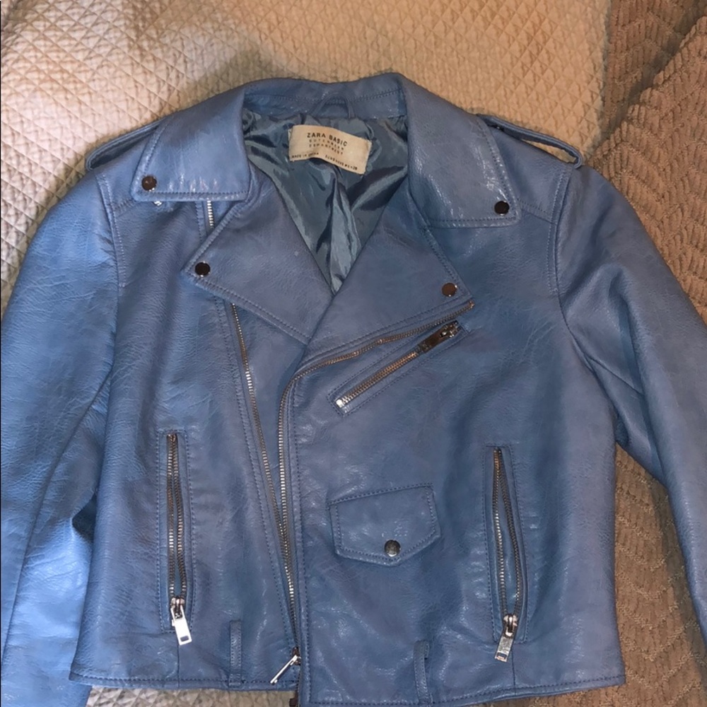 Zara Powder Blue leather jacket